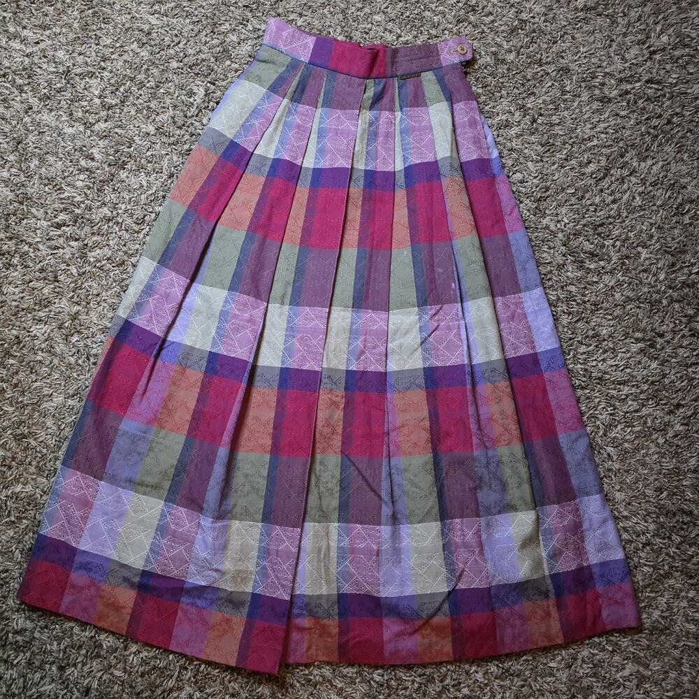 Geiger Pleated Printed Skirt Size 34 Made In Austria Vintage 24" x 34"